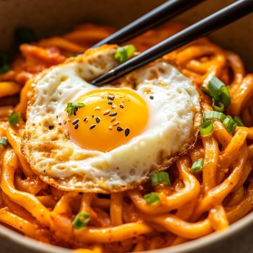 Creamy Spicy Kimchi Udon