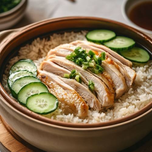 Hainanese Chicken Rice Inspired Claypot Rice