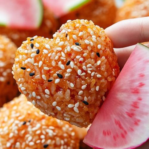 Heart-Shaped Kimchi Cheese Rice Balls