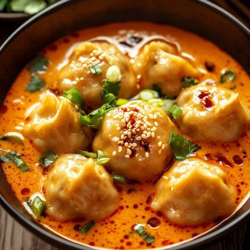 Soup Dumplings in Thai Red Curry Soup  A Flavorful One-Pot Delight!
