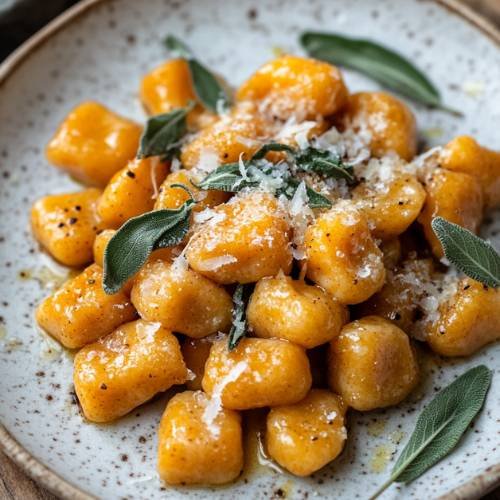 Sweet Potato Gnocchi Tossed In A Brown Butter, Sage Garlic Sauce