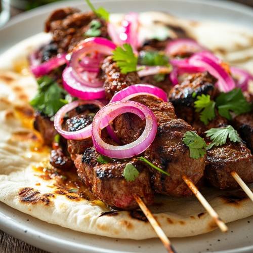 Tandoori Ribeye Steak Skewers Garlic Naan Wrap   A Flavorful Fusion
