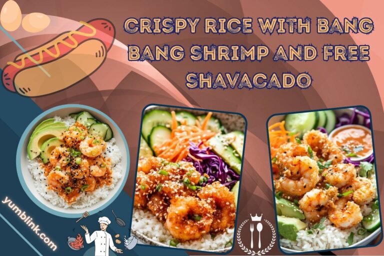 crispy rice with bang bang shrimp and free shavacado