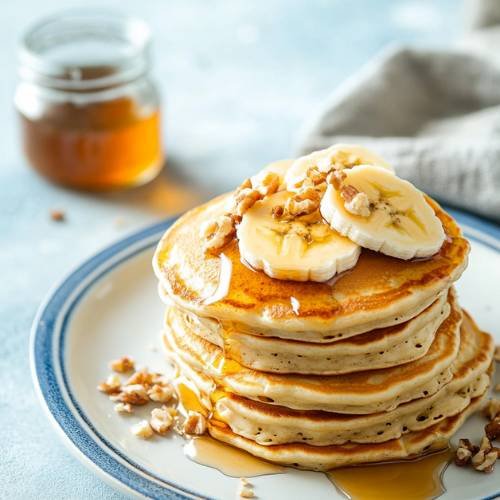 Banana Pancakes And Iced Coffee