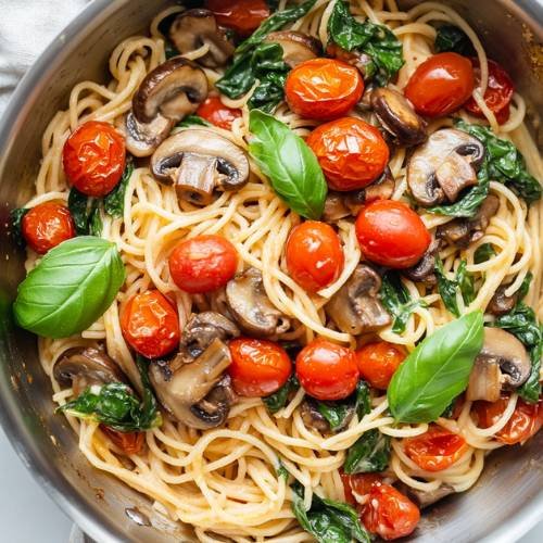 Cherry Tomato And Mushroom Pasta