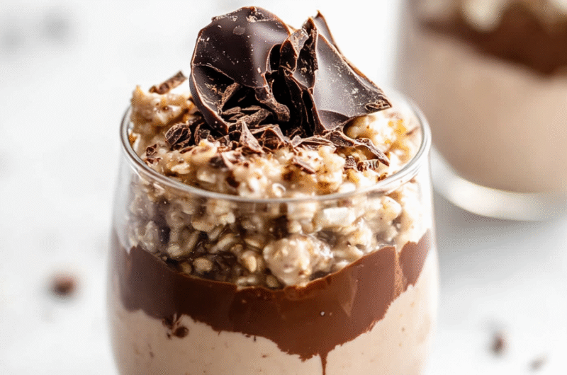 Chocolate Magic Shell On Peanut Butter Overnight Oats