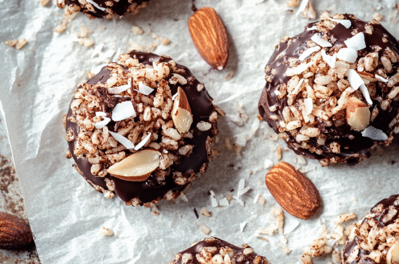 Crunchy Dark Chocolate Almond And Rice Clusters