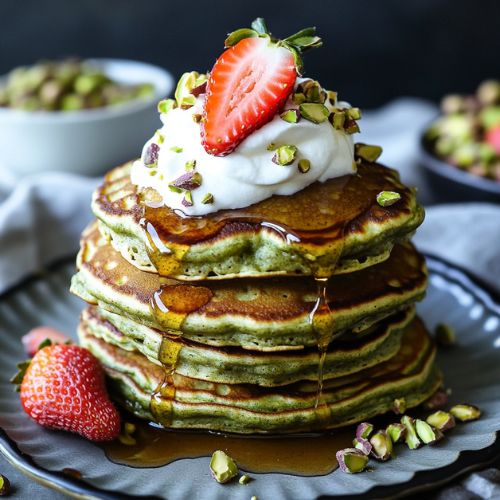 Gluten Free Pistachio Matcha Pancakes