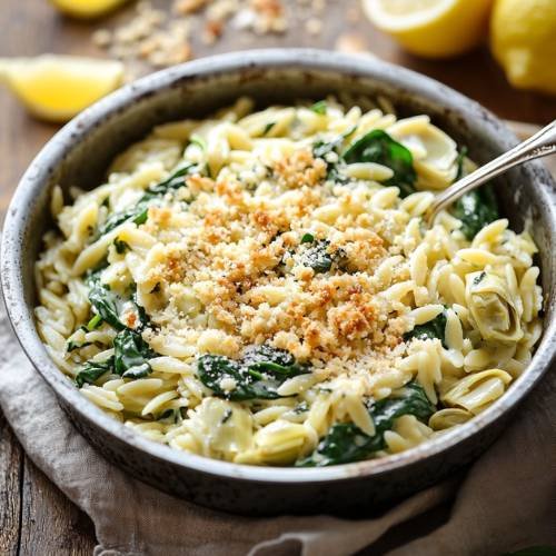 One Pot Spinach And Artichoke Orzo