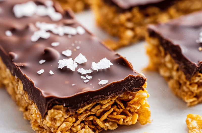 Runchy Chocolate Peanut Butter Corn Flake Bars