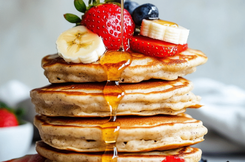 Strawberries Covered In Banana Oatmeal Pancake Batter