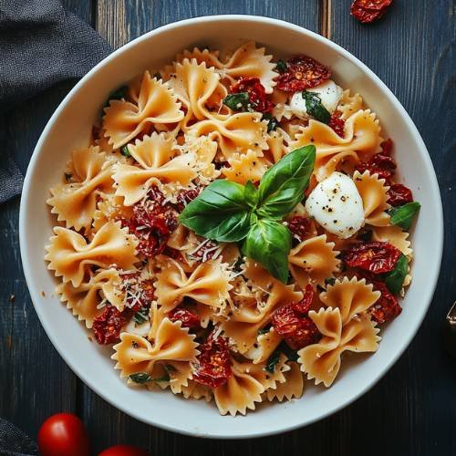 Sun Dried Tomato Caprese Pasta Salad