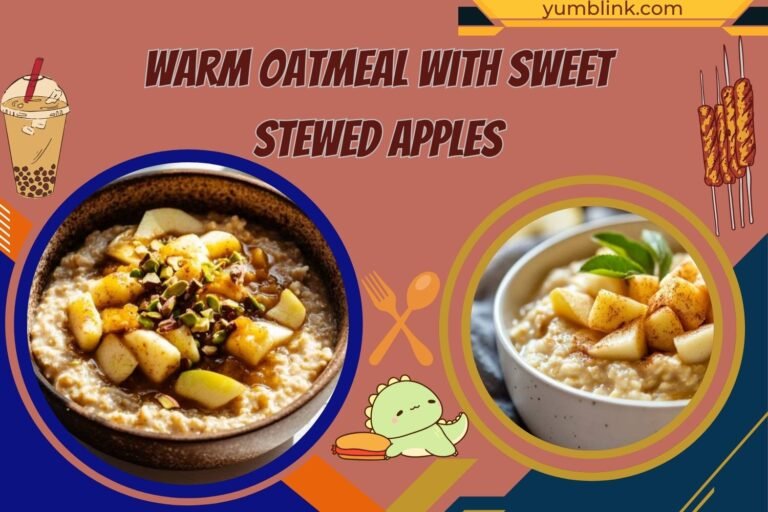 warm oatmeal with sweet stewed apples