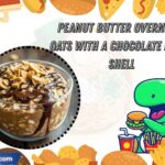 peanut butter overnight oats with a chocolate magic shell