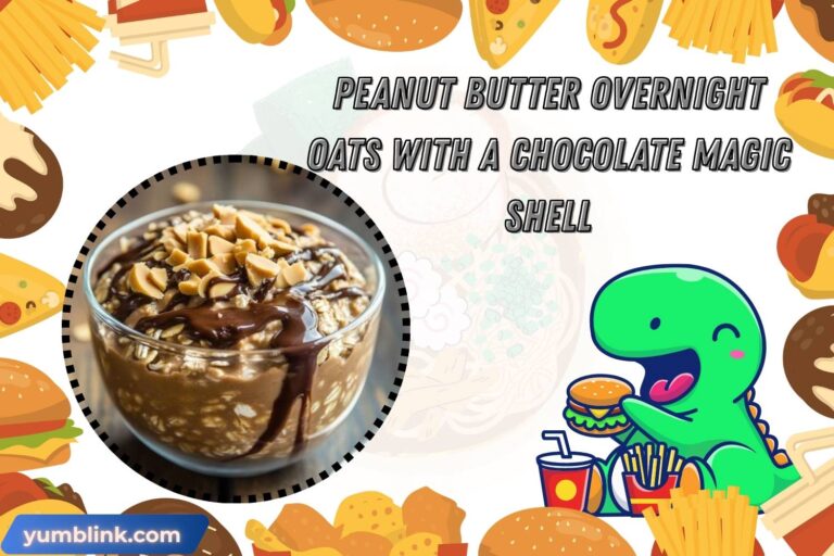 peanut butter overnight oats with a chocolate magic shell