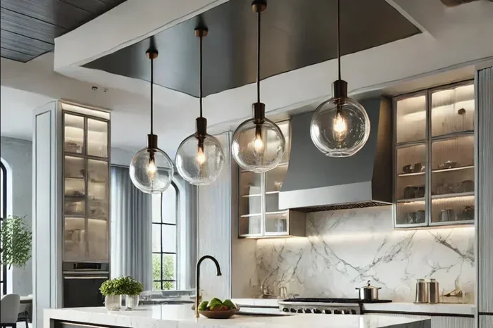 Glass Pendant Lights for Kitchen Island Makeover Ideas